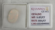 5.87/CT Natural Opal with Govt. Lab Certificate-12214D49552